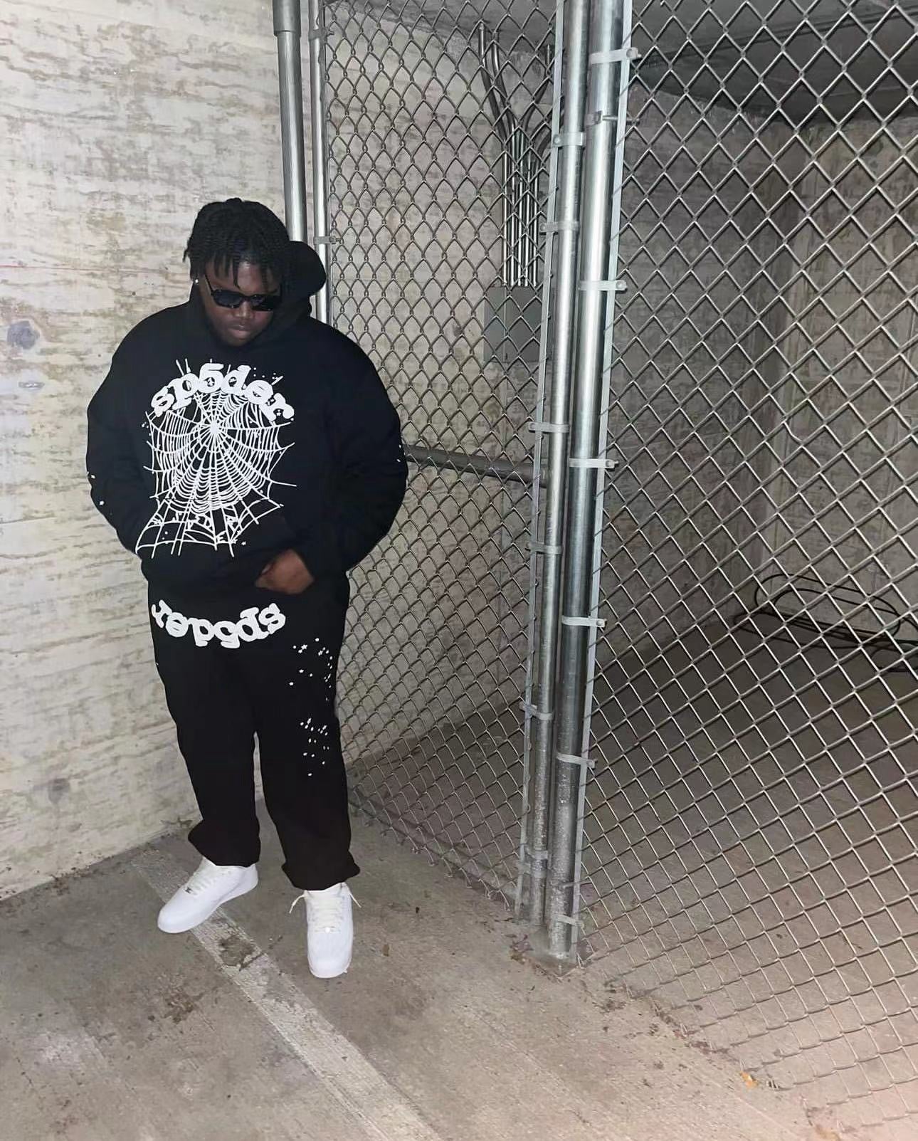 Sp5der OG Web Hoodie Black+White