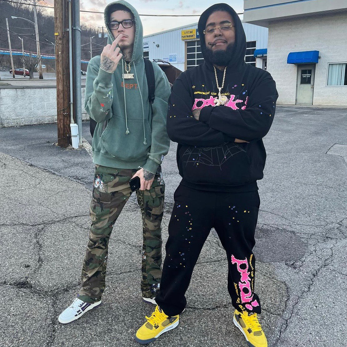 Sp5der Sweatpants Black Pink
