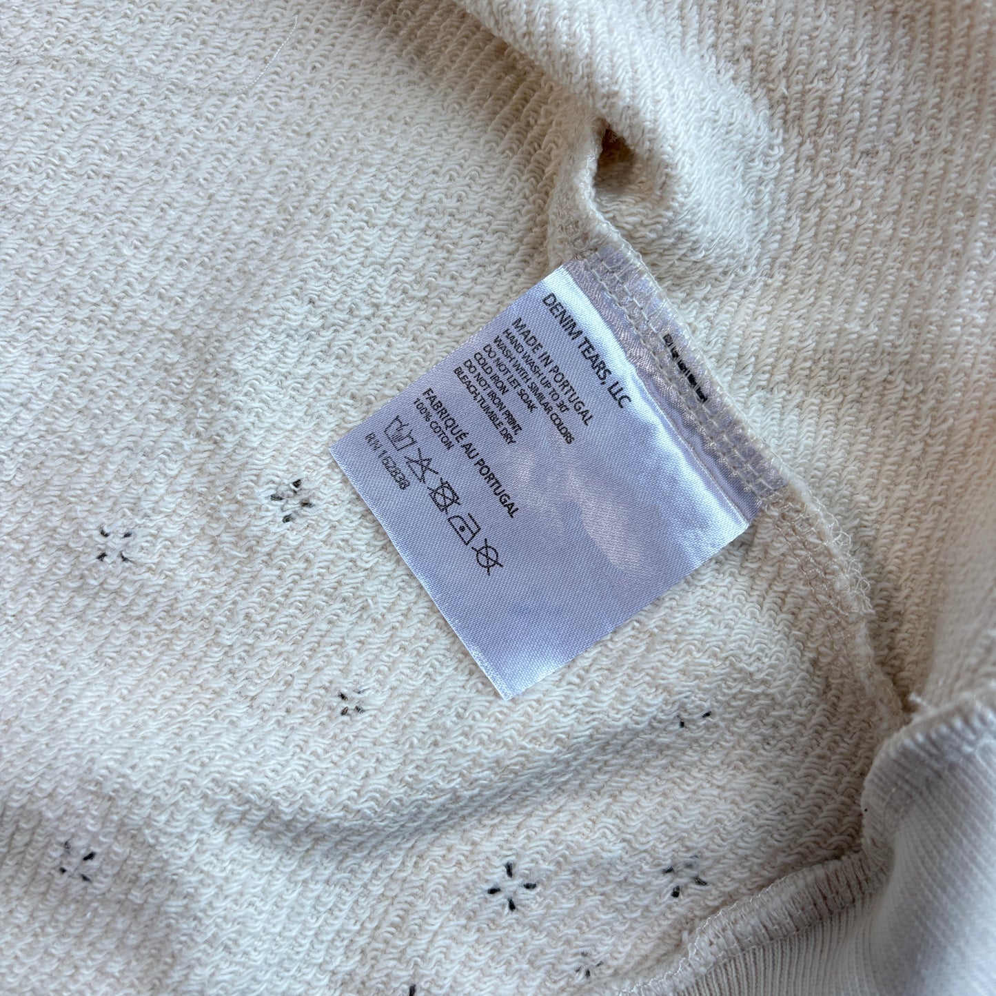 Denim Taers Rhinestone Cotton Wreath Zip Hoodie White