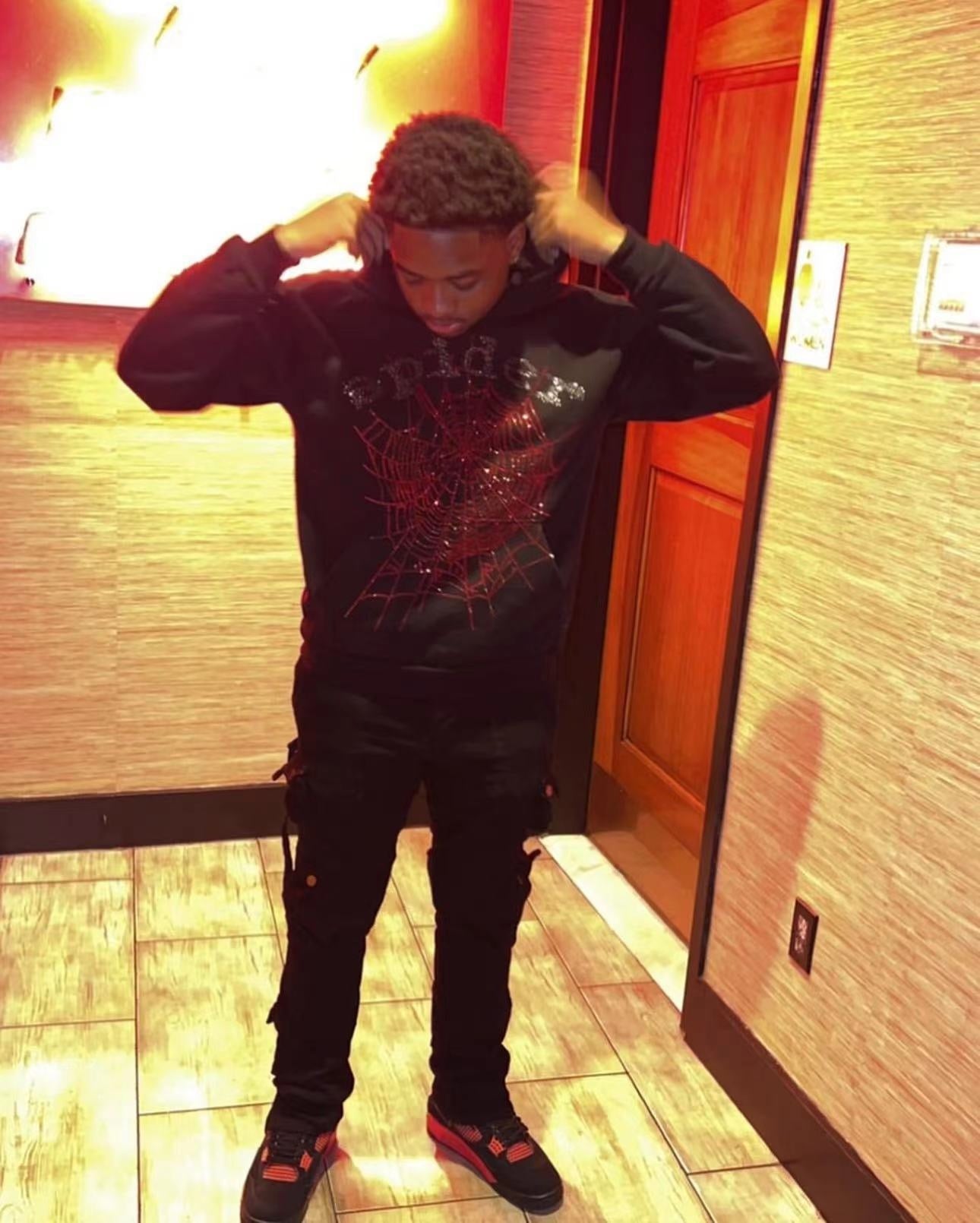 Sp5der OG Rhinestone Logo Hoodie