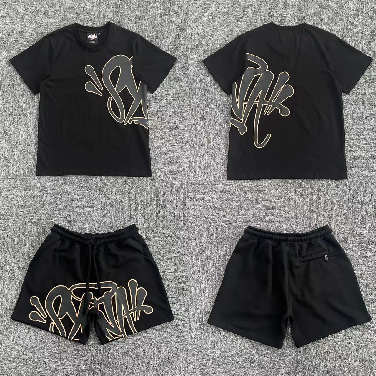 SynaWorld Short Set-Black Rose Gold