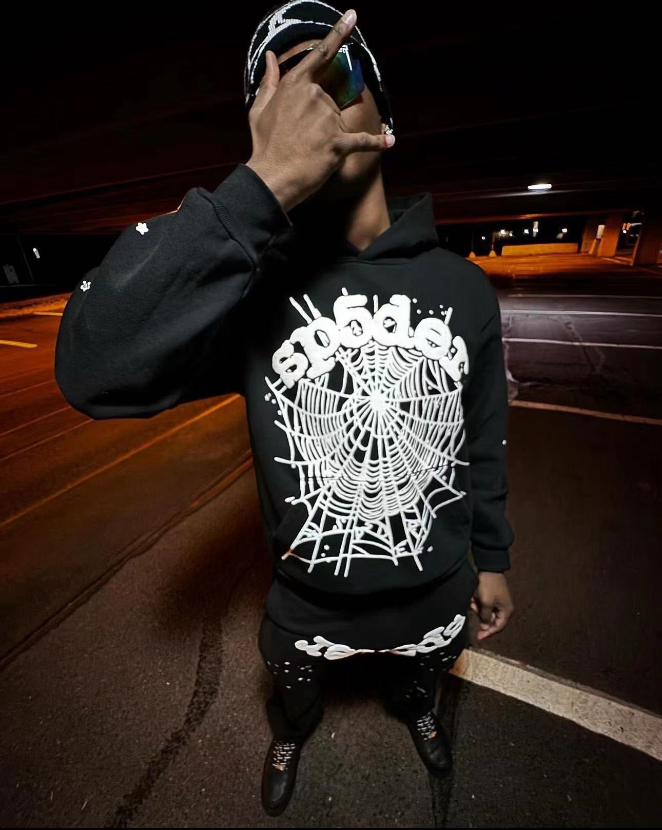 Sp5der OG Web Hoodie Black+White