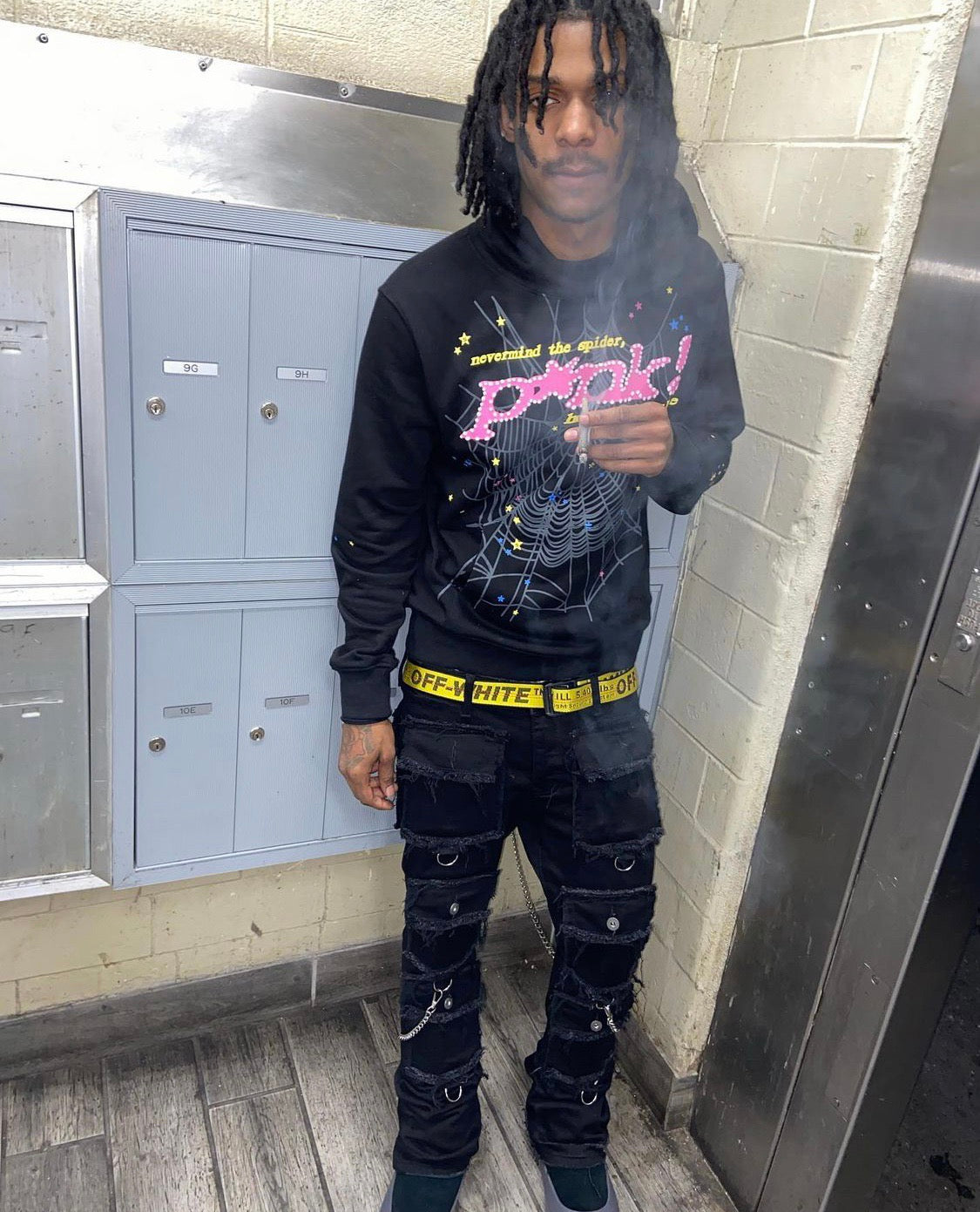Sp5der Sweatpants Black Pink