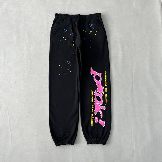 Sp5der Sweatpants  Black Pink