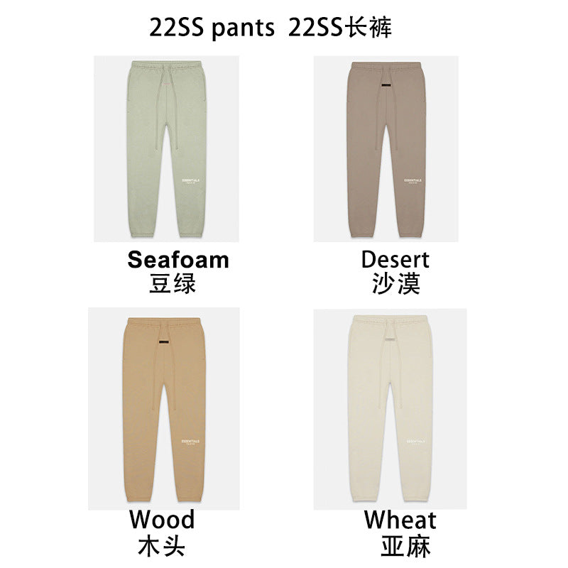 2022SS Flannel Pants White Flocked Print ESSENTIALS Cross Border Sweatpants