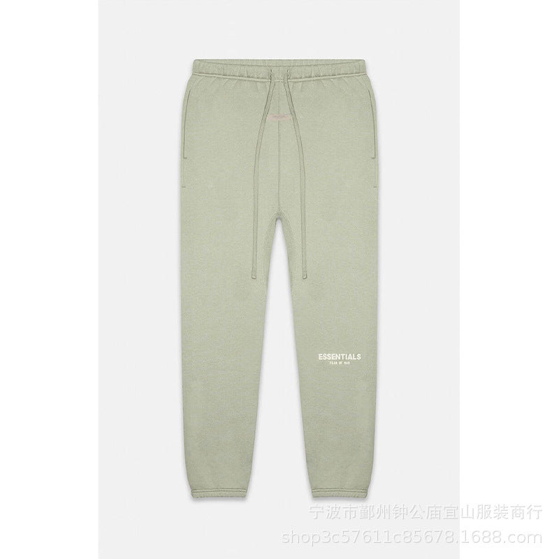 2022SS Flannel Pants White Flocked Print ESSENTIALS Cross Border Sweatpants