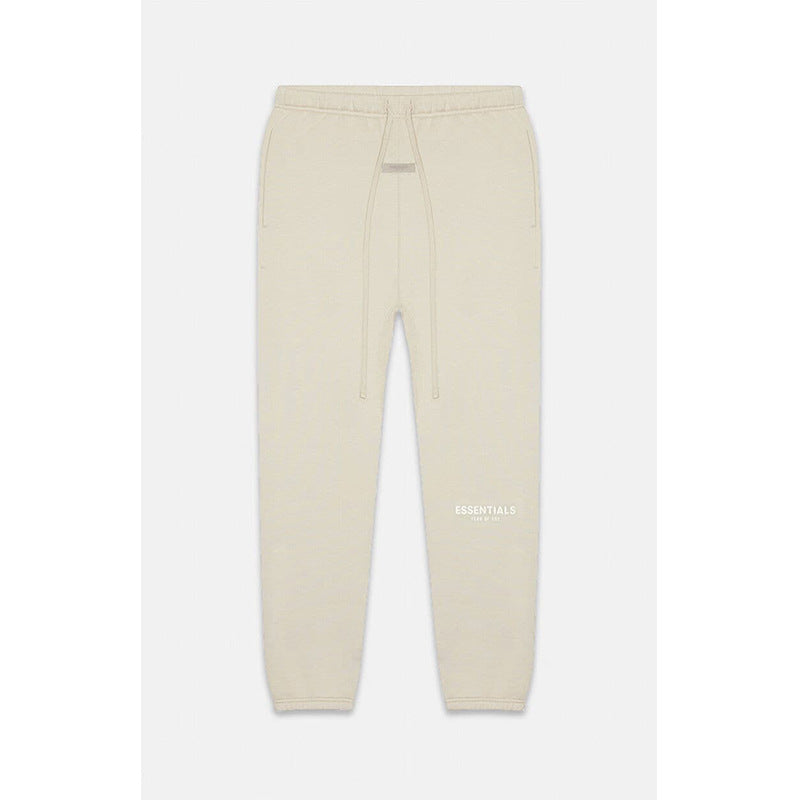 2022SS Flannel Pants White Flocked Print ESSENTIALS Cross Border Sweatpants