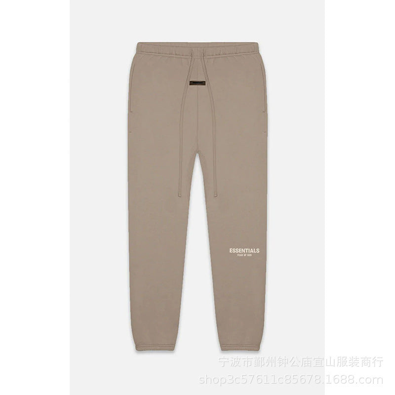 2022SS Flannel Pants White Flocked Print ESSENTIALS Cross Border Sweatpants