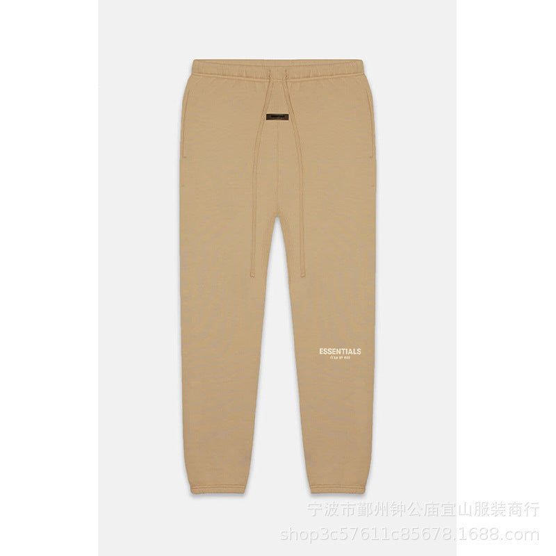 2022SS Flannel Pants White Flocked Print ESSENTIALS Cross Border Sweatpants