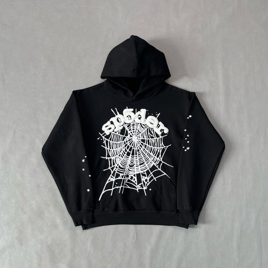 Sp5der OG Web Hoodie Black+White