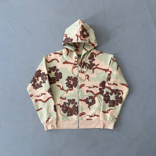 Denim Tears The C0tton Wreath Zip Sweatshirt Tan Camo