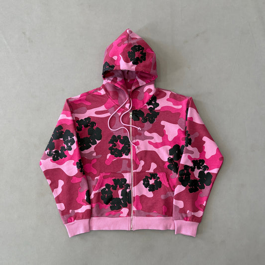 Denim Tears The C0tton Wreath Zip Sweatshirt Pink Camo