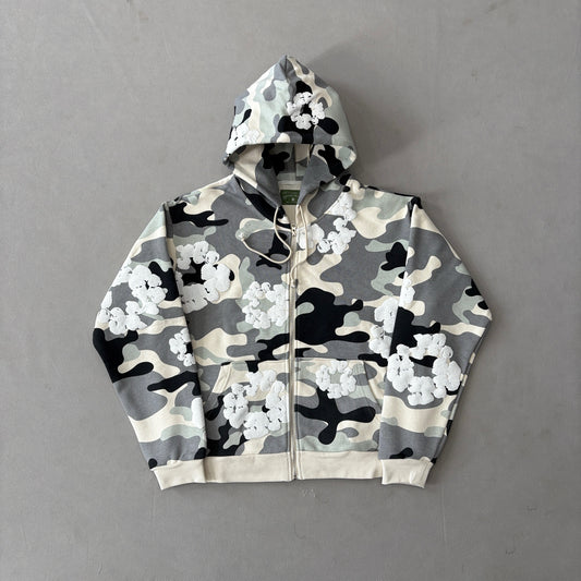 Denim Tears The Cotton Wreath Zip Sweatshirt White Camo